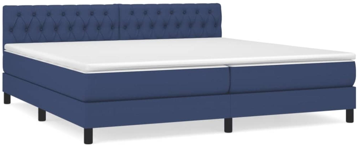 vidaXL Boxspringbett mit Matratze Blau 200x200 cm Stoff, Härtegrad: H2 [3140327] Bild 1