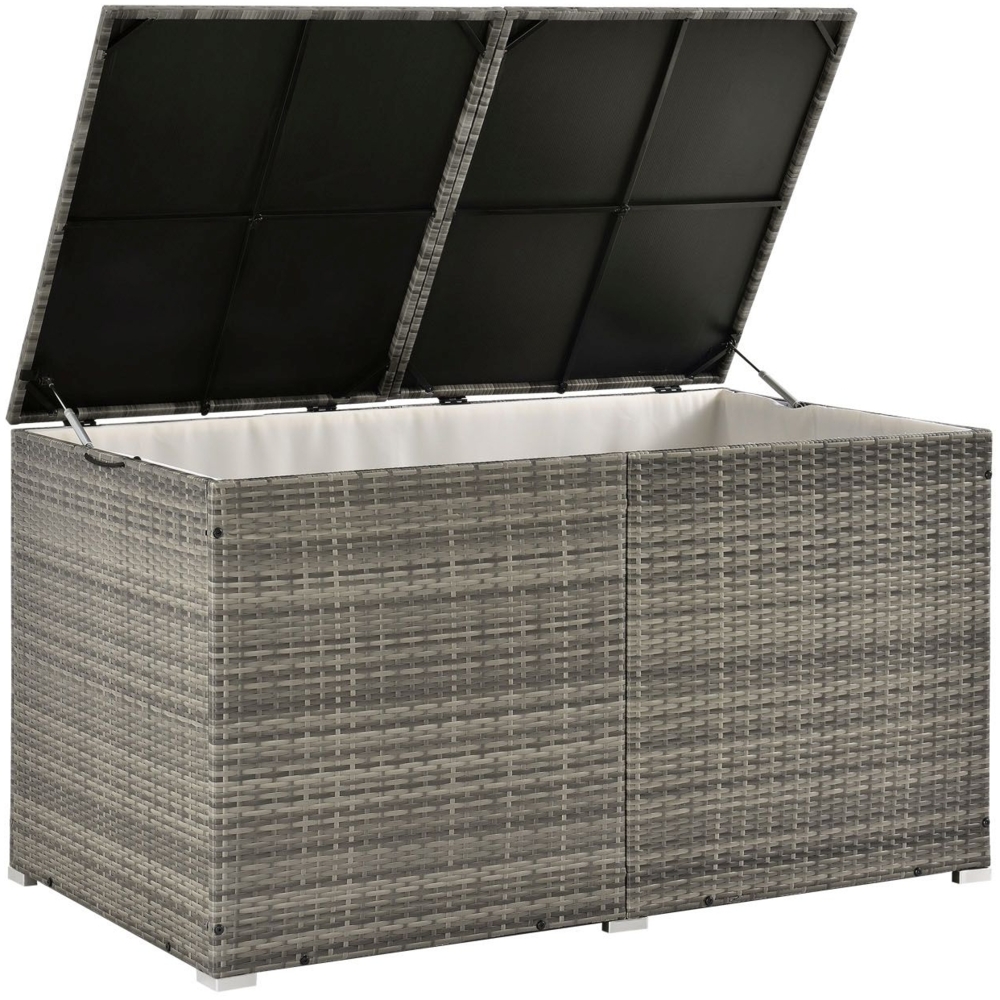 Juskys Polyrattan Auflagenbox Ikaria 950 L Grau Bild 1