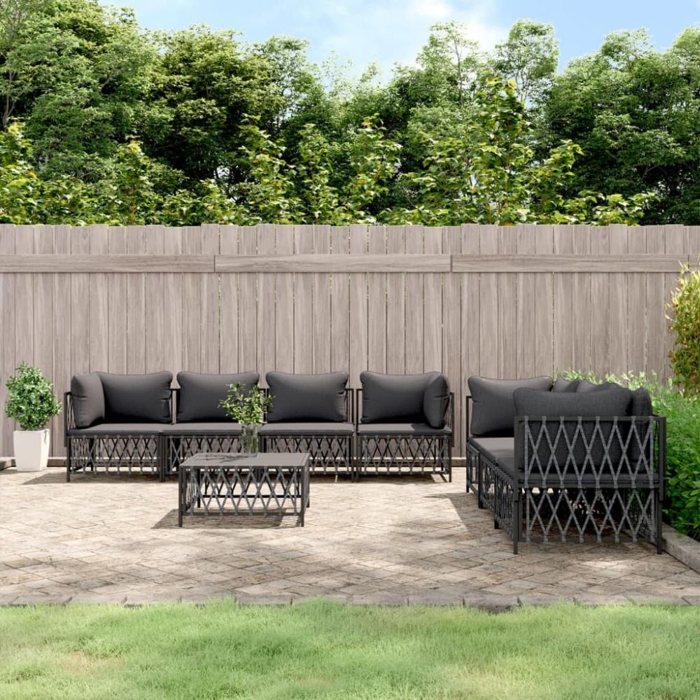 vidaXL 8-tlg. Garten-Lounge-Set mit Kissen Anthrazit Stahl 3186829 Bild 1