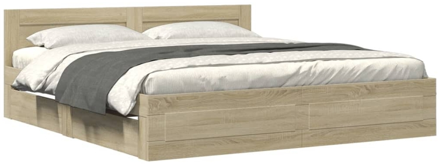 vidaXL Bettgestell mit Kopfteil Sonoma-Eiche 180x200 cm Holzwerkstoff 3295543 Bild 1