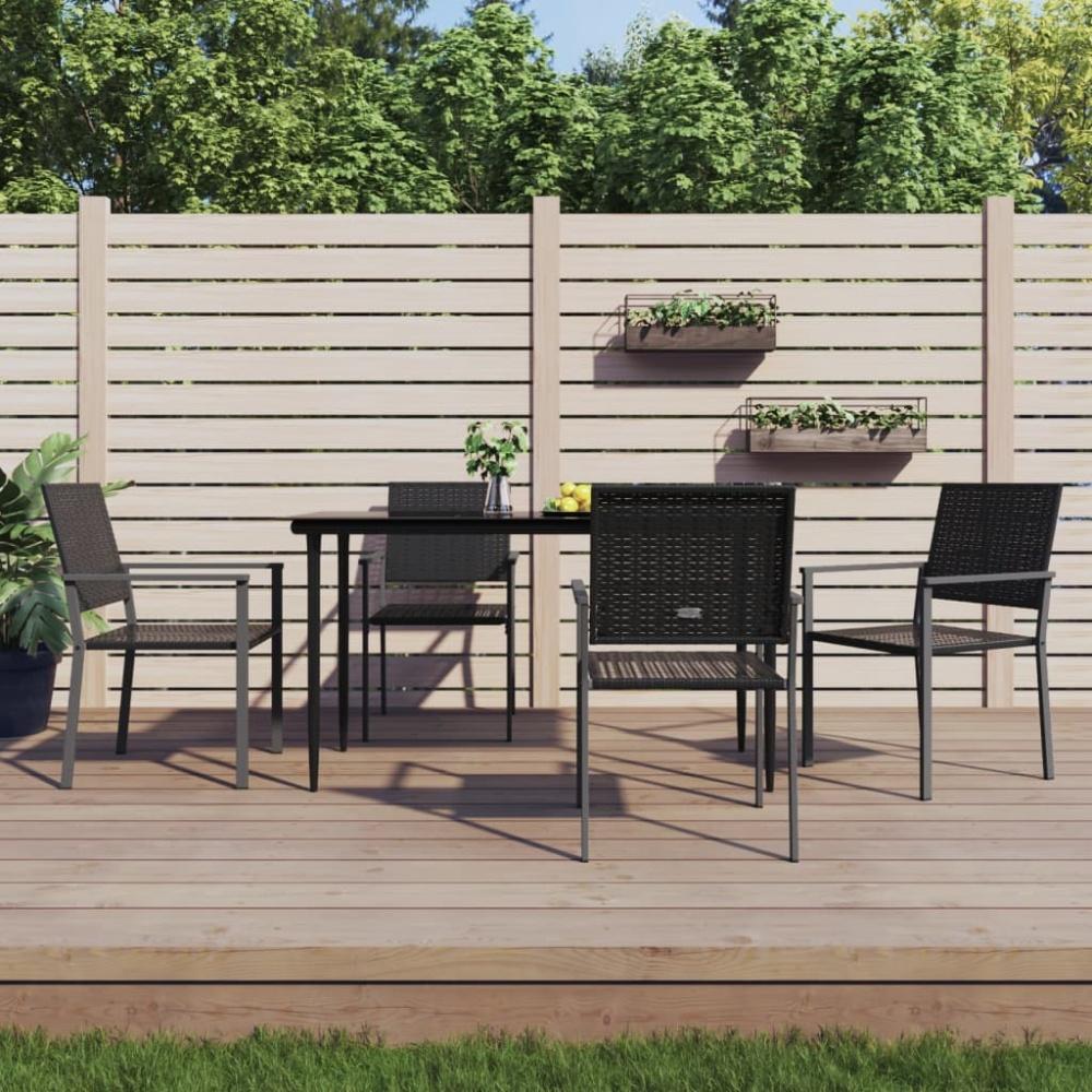 vidaXL Gartenstühle 4 Stk. Schwarz 54x62,5x89 cm Poly Rattan 3187083 Bild 1