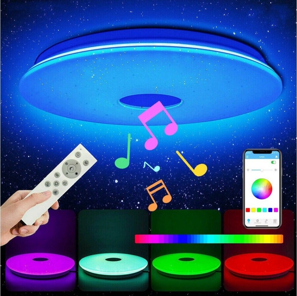 LETGOSPT Deckenleuchte LED Deckenlampe, mit Bluetooth Lautsprecher, RGB, Fernbedienung, APP, LED fest integriert, RGB, Tageslichtweiß, LED Deckenleuchte,Ø 30cm,für Badezimmer Schlafzimmer Wohnzimmer Bild 1