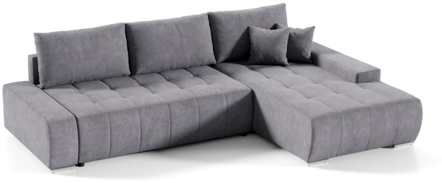 Ecksofa Sofa mit Schlaffunktion VOGAR Stoff Aston Dunkelgrau Ottomane Rechts Bild 1