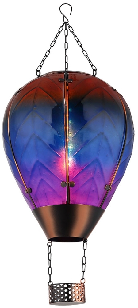 LED Solarleuchte, Heißluftballon-Design, Glas, Feuer-Effekt Bild 1