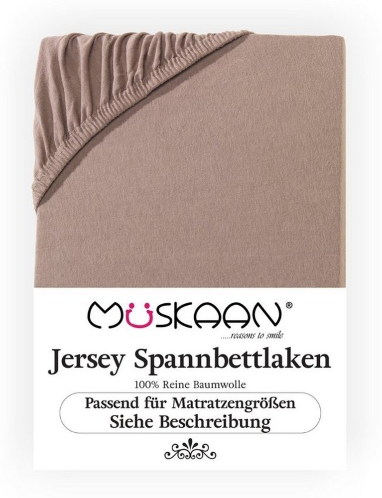 Müskaan Spannbettlaken Spannbetttuch Bettlaken Spannbetttücher Leintuch 100% Baumwolle, Jersey, Gummizug: Rundumgummizug, Matratzen Bezug bis 22cm Matratzenhöhe Bild 1