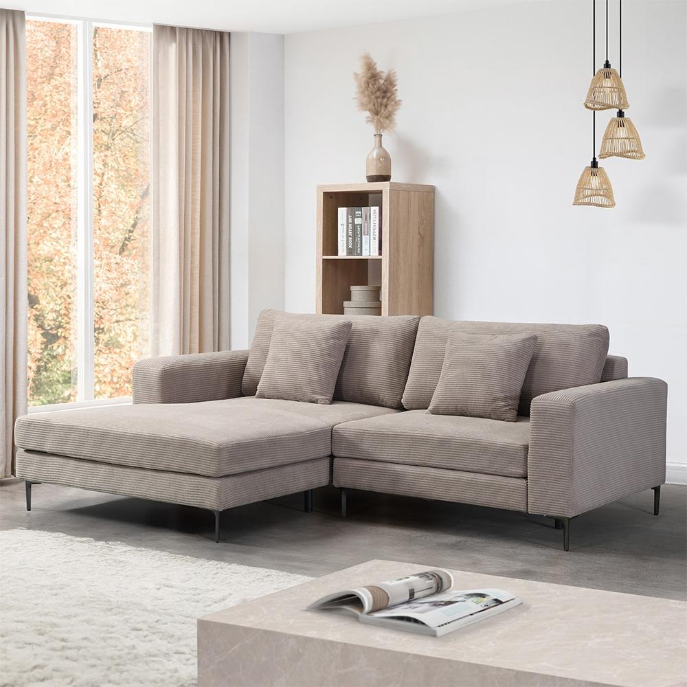 HOME DELUXE Sofa BELLANO - 238 x 188 cm Cord Beige Bild 1