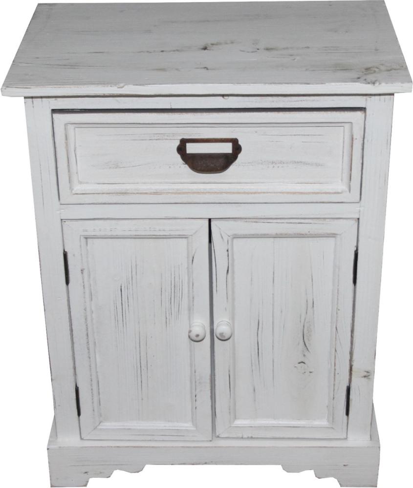 Casa Padrino Shabby Chic Landhaus Stil Kommode mit Schubladen Antik Weiß B 50 cm, H 64 cm - Antik Kommode Bild 1