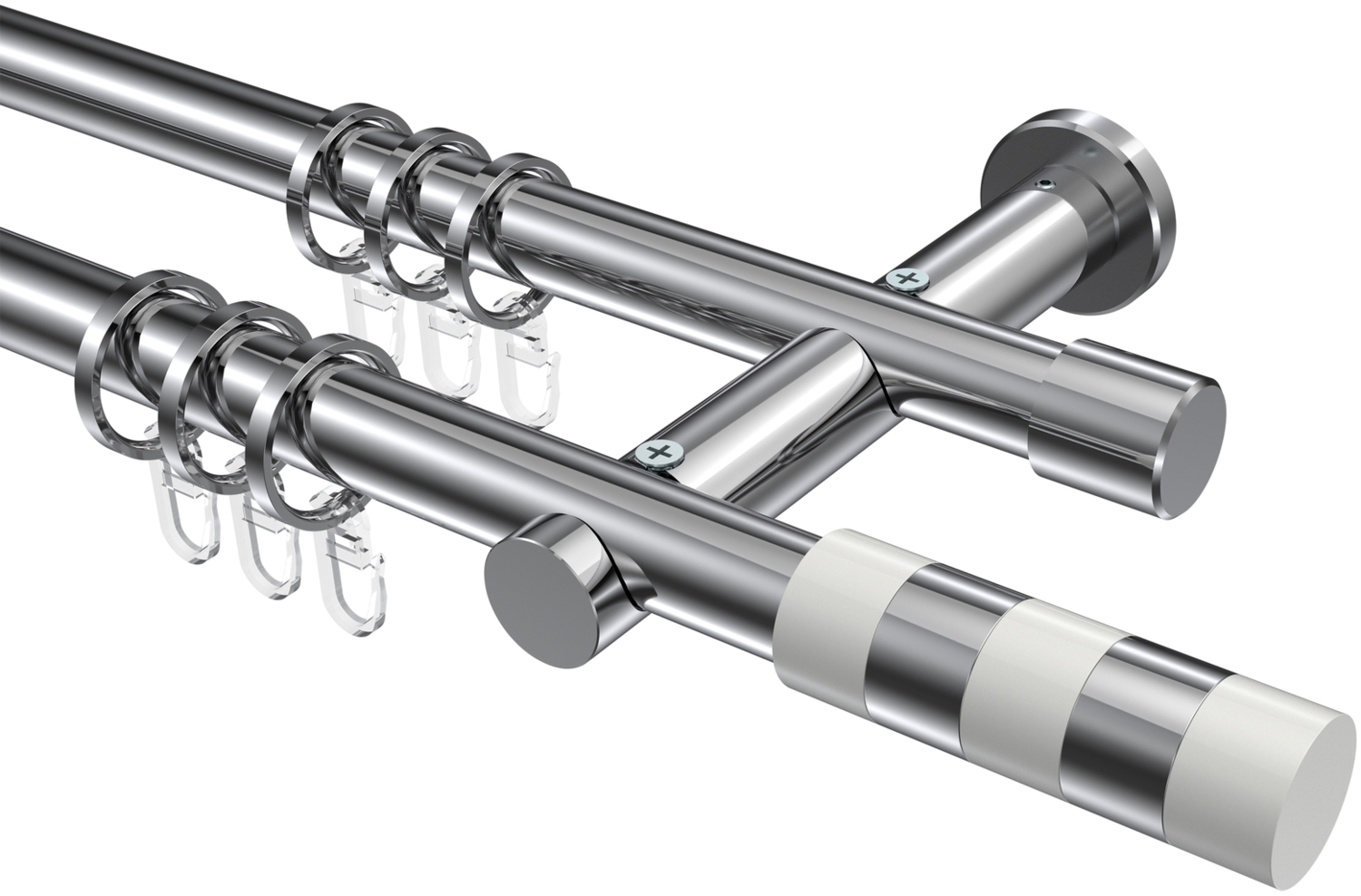 Gardinenstangen-Set Platon Mavell 280 cm (geteilt in 2 x 140 cm), 2-läufig, 20 mm Ø Chrom Bild 1