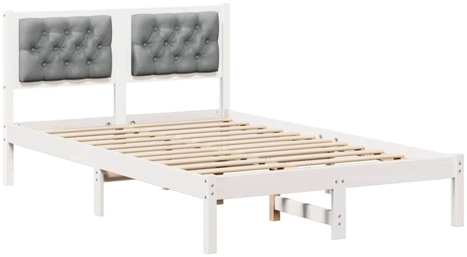 vidaXL Bettrahmen Hellgrau 135 x 190 cm Massives Kiefernholz 878203 Bild 1