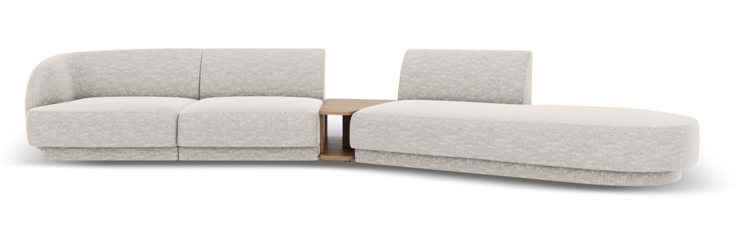 Micadoni Modulares Sofa Miley 4-Sitzer mit 1 Armlehne Rechts Chenille Eden Silber Bild 1