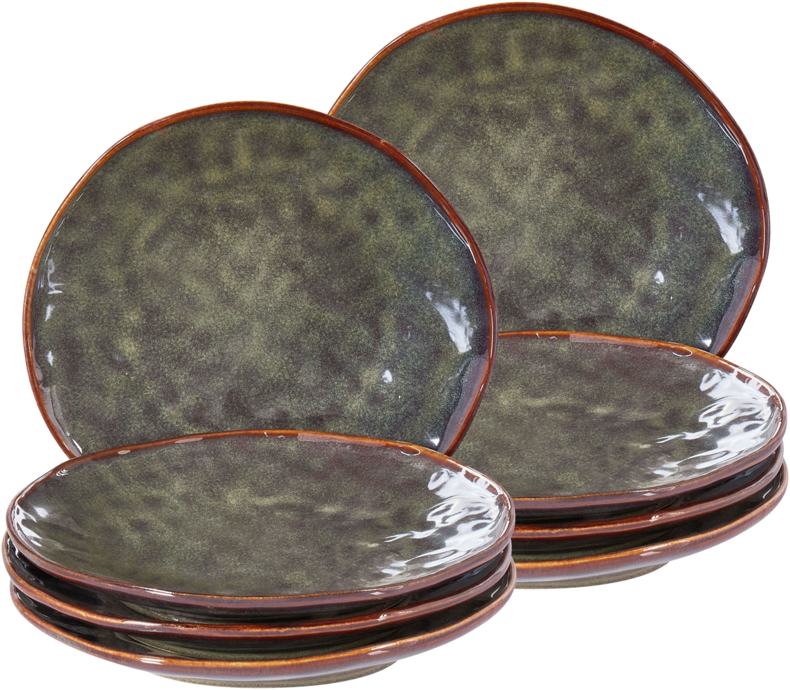 Dessertteller 8er Set THYME Steinzeug Dunkelgrün Bild 1