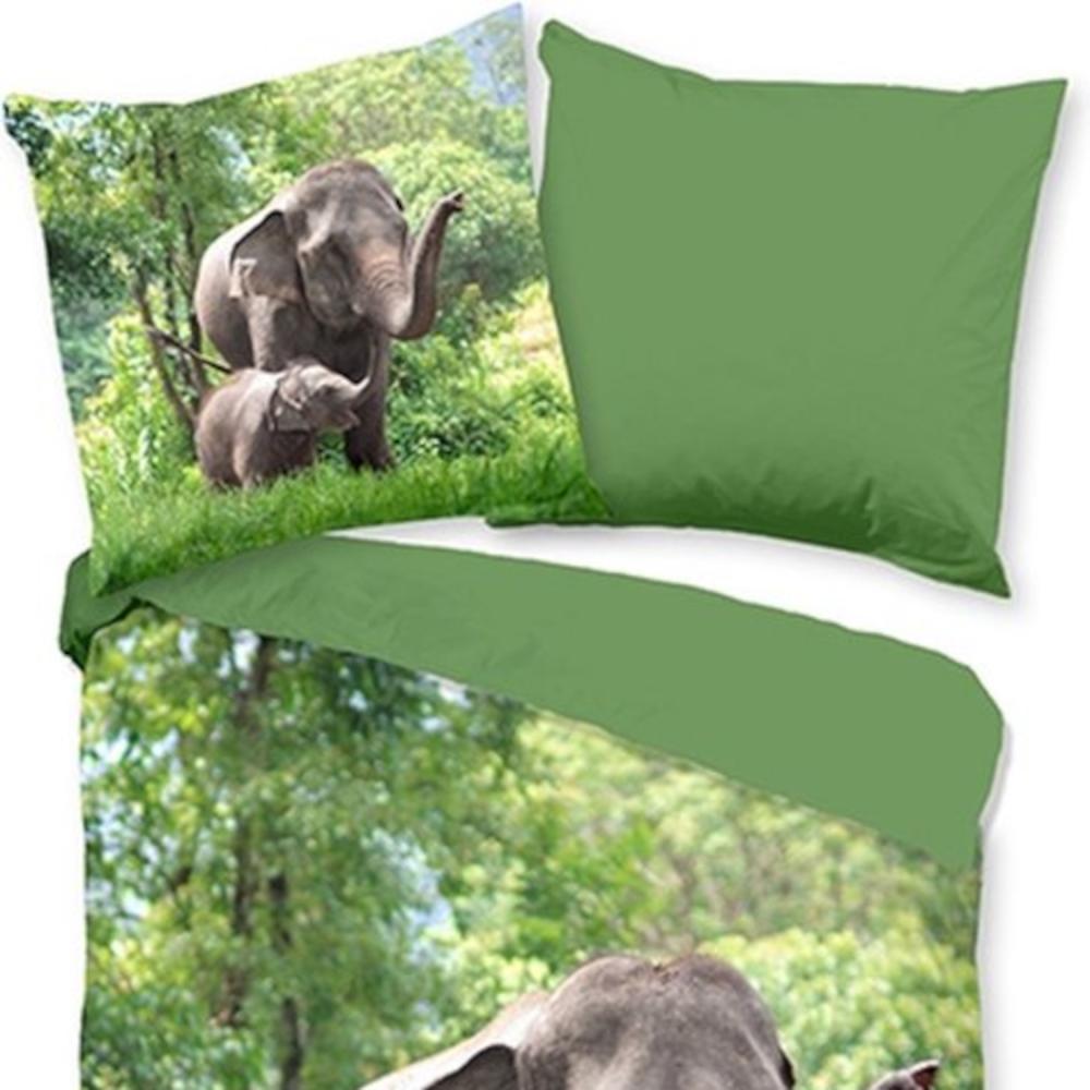 Muller Textiel Elephants Bettbezug – Green – 140 x 220 cm Bild 1