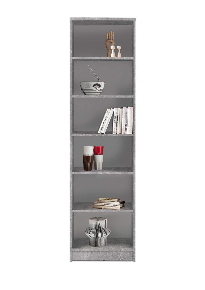 Stella Trading Optimus Regal, Holzwerkstoff, One Size, Weiss/Beton Dekor, Regal 7 / schmal 5 E-Böden Bild 1