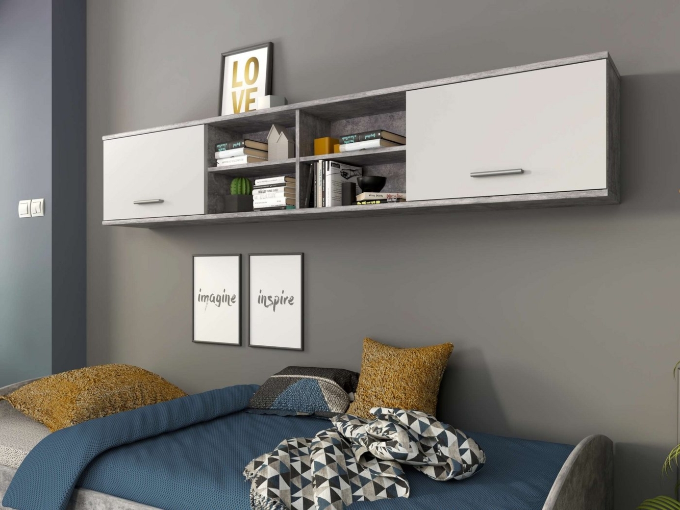 99rooms Wandregal Pulo, Wandregal, Wandschrank, für Kinderzimmer/Jugendzimmer, mit 2 Türen, hängend Bild 1