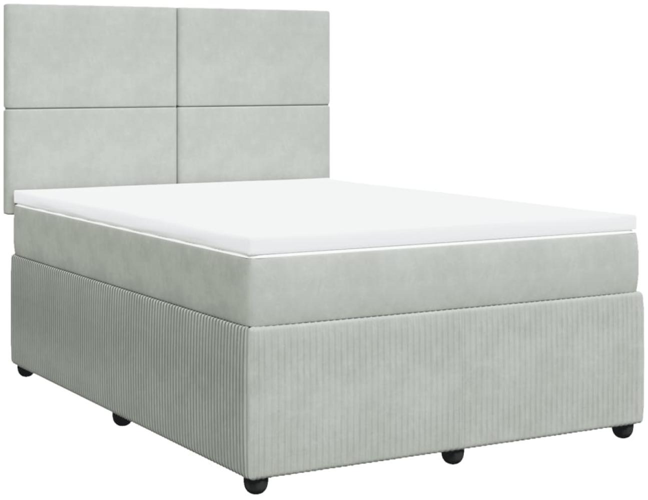 vidaXL Boxspringbett mit Matratze Hellgrau 160x200 cm Samt 3292376 Bild 1