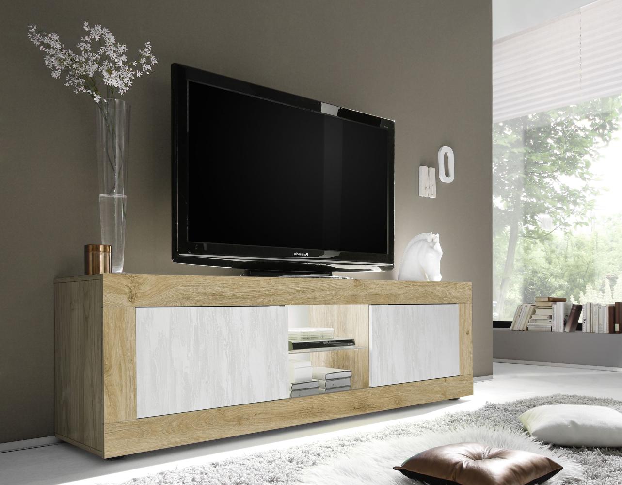 TV-Board >Belinda< in Eiche Cadiz / Weiss - 181x56x43cm (BxHxT) Bild 1