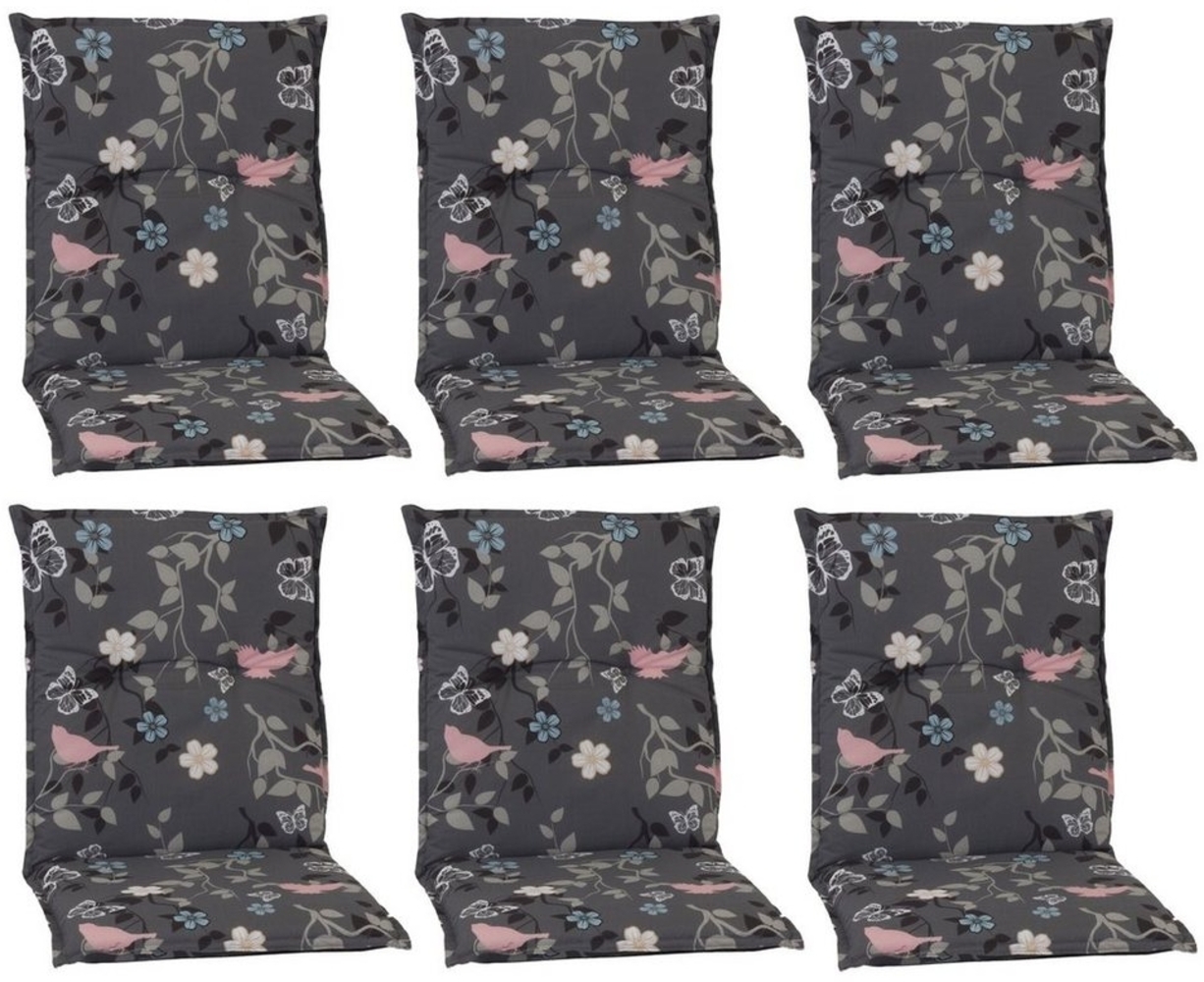 NYVI Sitzauflage Niedriglehner Auflagen 6er Set Barcelona Gartenstuhlauflagen 100x50cm, (6 St), Niederlehner Stuhlauflage Sitzauflage mit Halteband Blumen Floral Bild 1