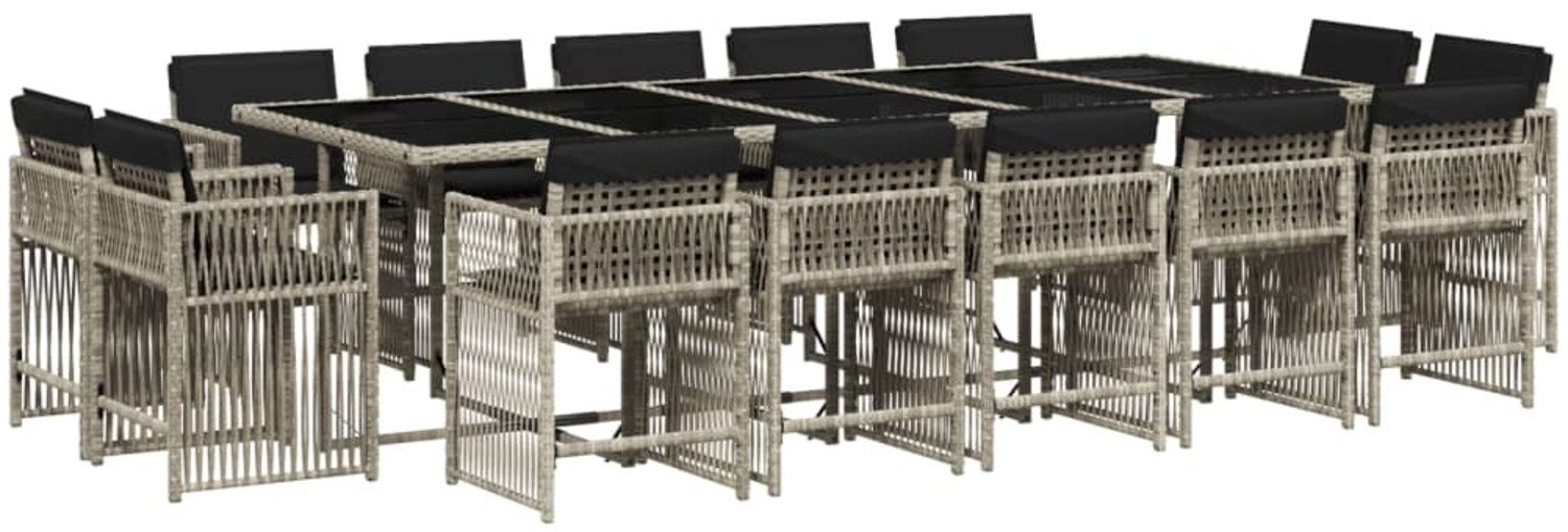 vidaXL 17-tlg. Garten-Essgruppe mit Kissen Hellgrau Poly Rattan 3211787 Bild 1