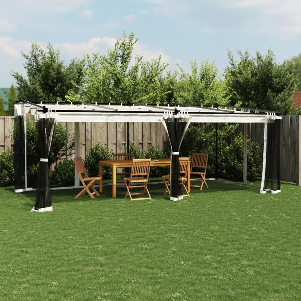 vidaXL Pavillon mit Netzwänden Creme 6x3 m Stahl 4003914 Bild 1