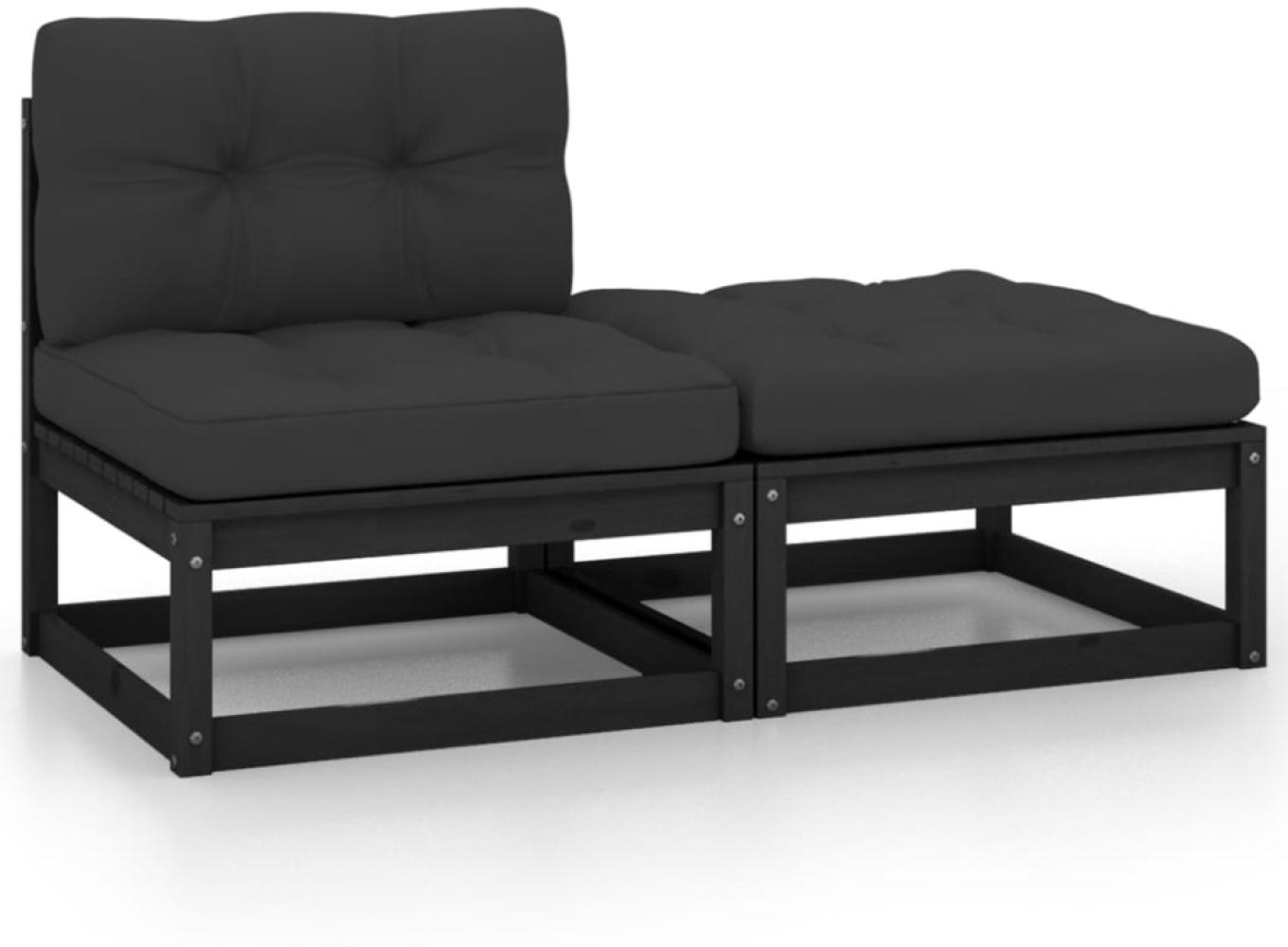 vidaXL 2-tlg. Garten-Lounge-Set mit Kissen Schwarz Kiefer Massivholz 805759 Bild 1