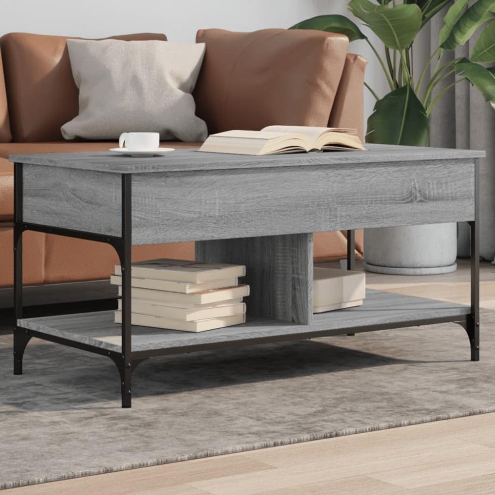 vidaXL Couchtisch Grau Sonoma 100x50x50 cm Holzwerkstoff und Metall 845369 Bild 1