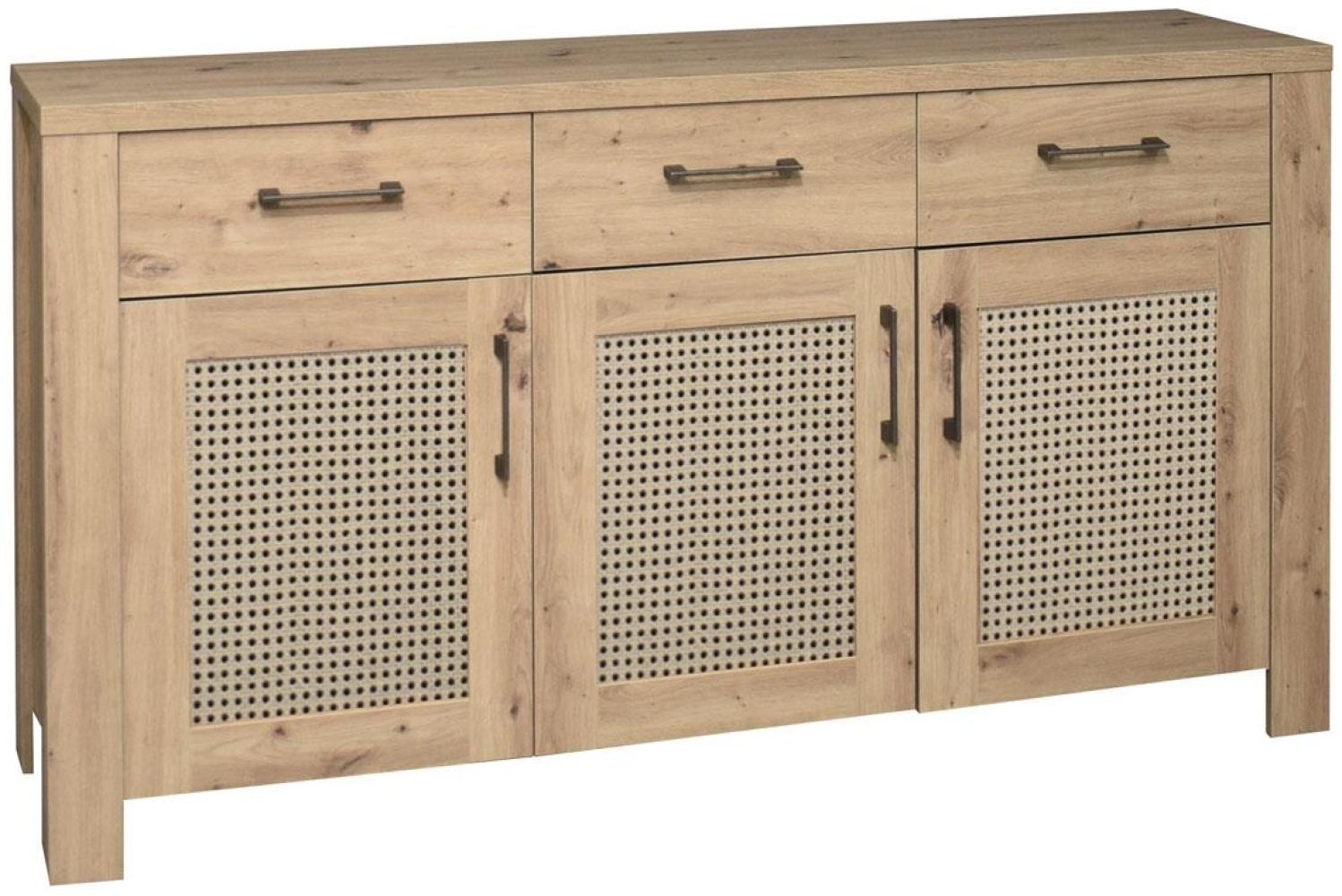 Sideboard MARES Asteiche Wiener Geflecht Türfüllung wendbar Bild 1