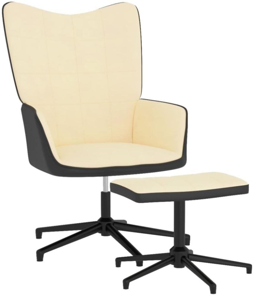 vidaXL Relaxsessel mit Hocker Cremeweiß Samt und PVC 327851 Bild 1