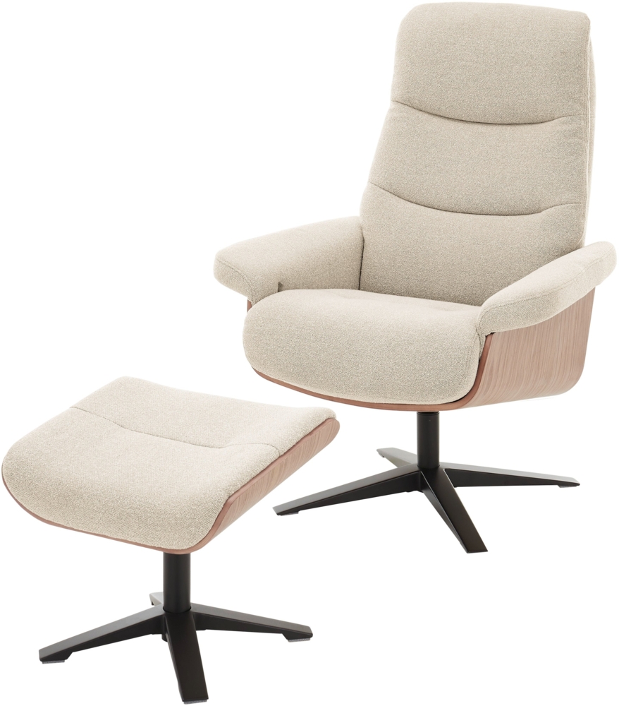 Amasra Loungesessel inkl. Hocker - LAKE wheat / schwarz matt pulverbeschichtet / walnuss Bild 1