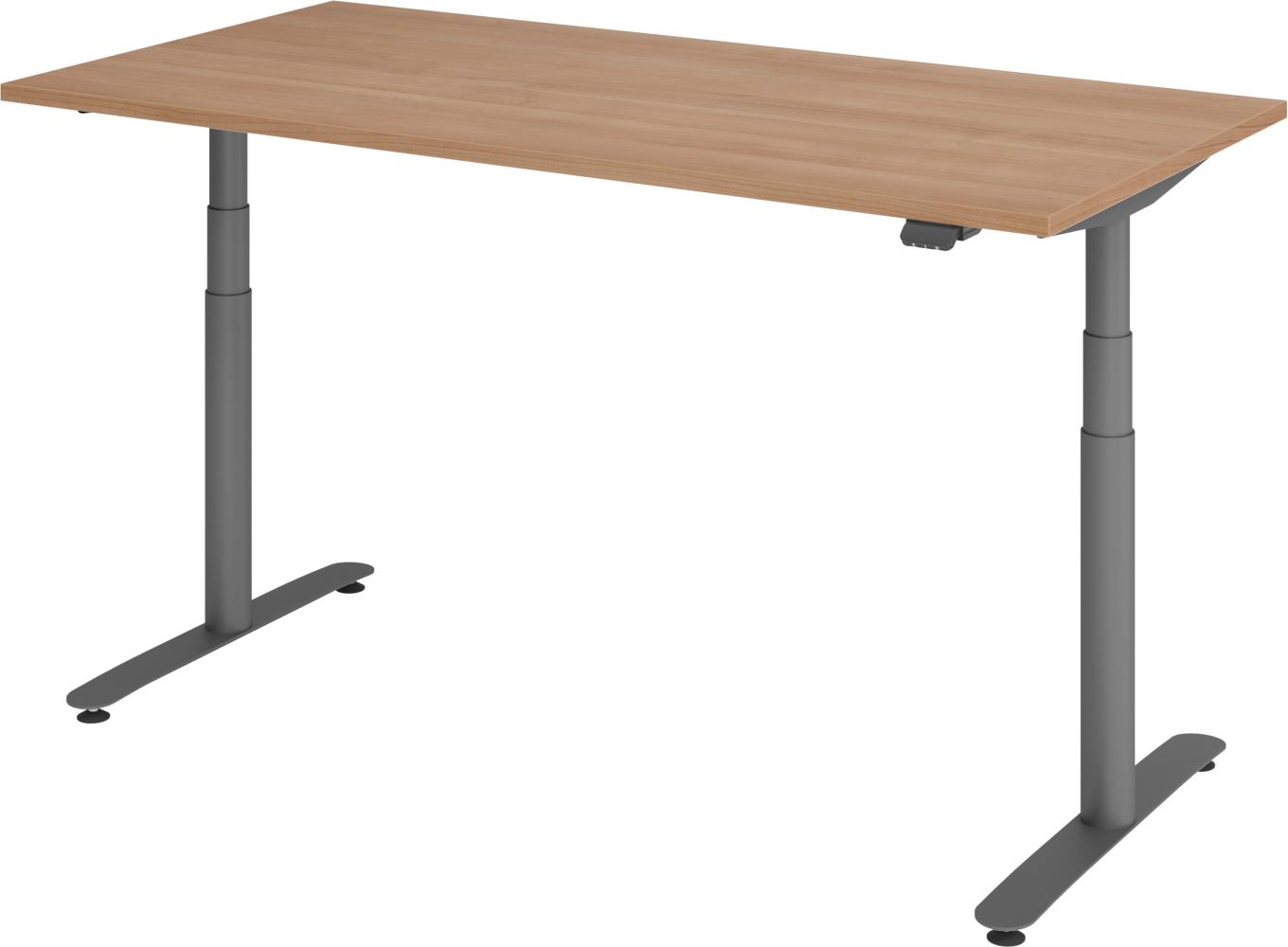 bümö® smarter Schreibtisch Serie-XDLR elektrisch höhenverstellbar mit App-Steuerung 160 x 80 cm in Nussbaum / Graphit Bild 1