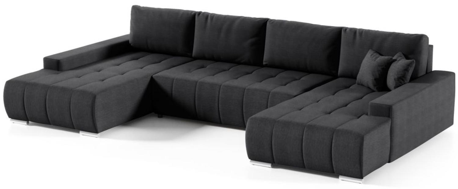 Wohnlandschaft Sofa mit Schlaffunktion VOGAR Stoff Aulla Grafit Bild 1