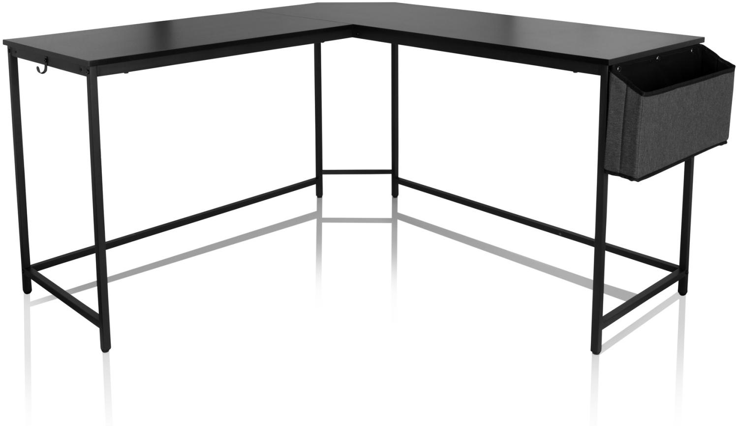 hjh OFFICE Schreibtisch WORKSPACE L Melaminharzbeschichtete Spanplatte, Gestell pulverbeschichteter Stahl Schwarz Bild 1