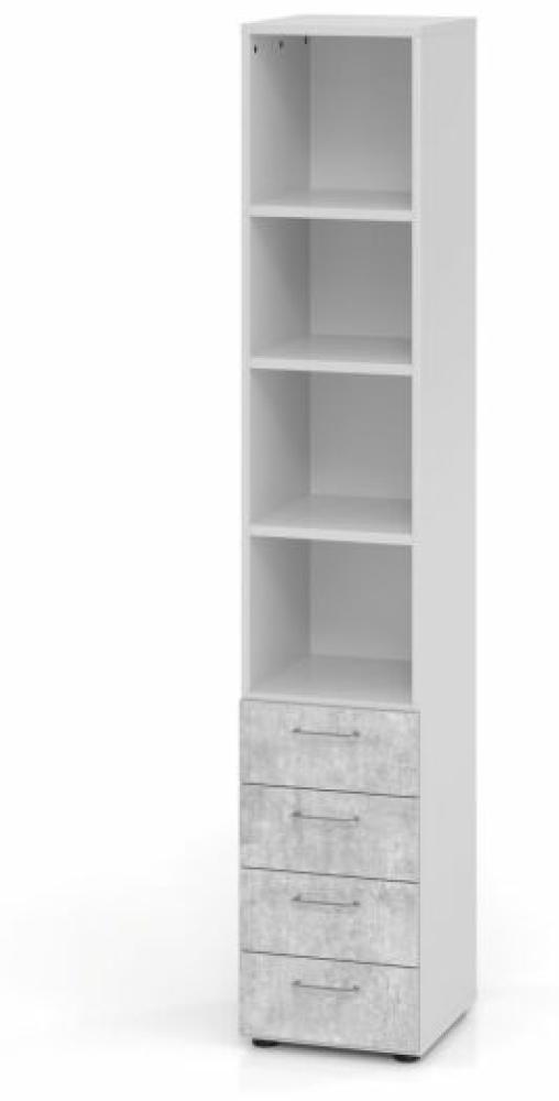 Regal 6OH 40x42x74,8cm 4 Schübe Griff BS Grau/Beton Bild 1