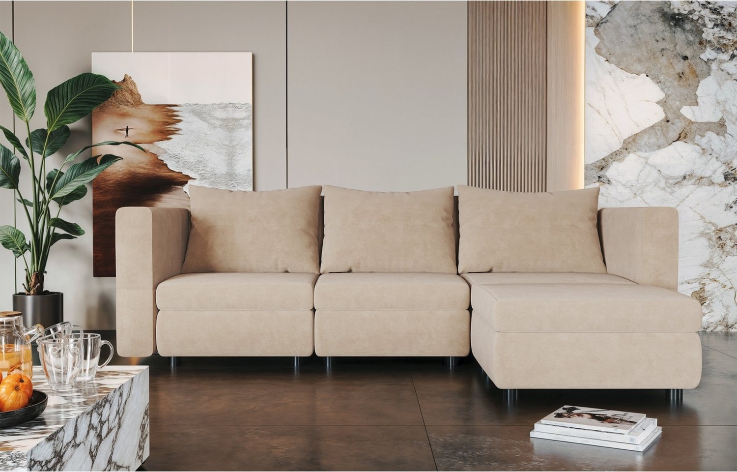 HOMALL Ecksofa L-förmiges Ecksofa Sectional Sofa mit Stauraumbettkasten Bild 1