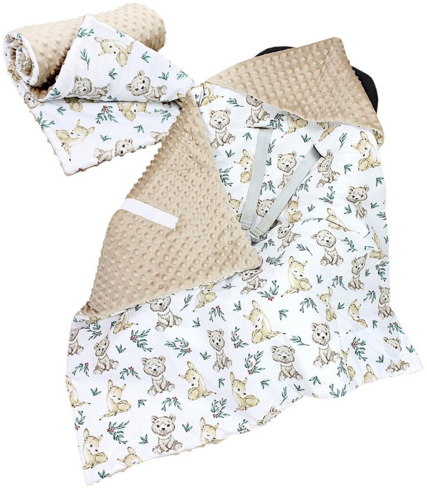 Einschlagdecke 2er SET Baby Einschlagdecke 85x85 für Autositz Babyschale Decke Minky, TupTam Bild 1