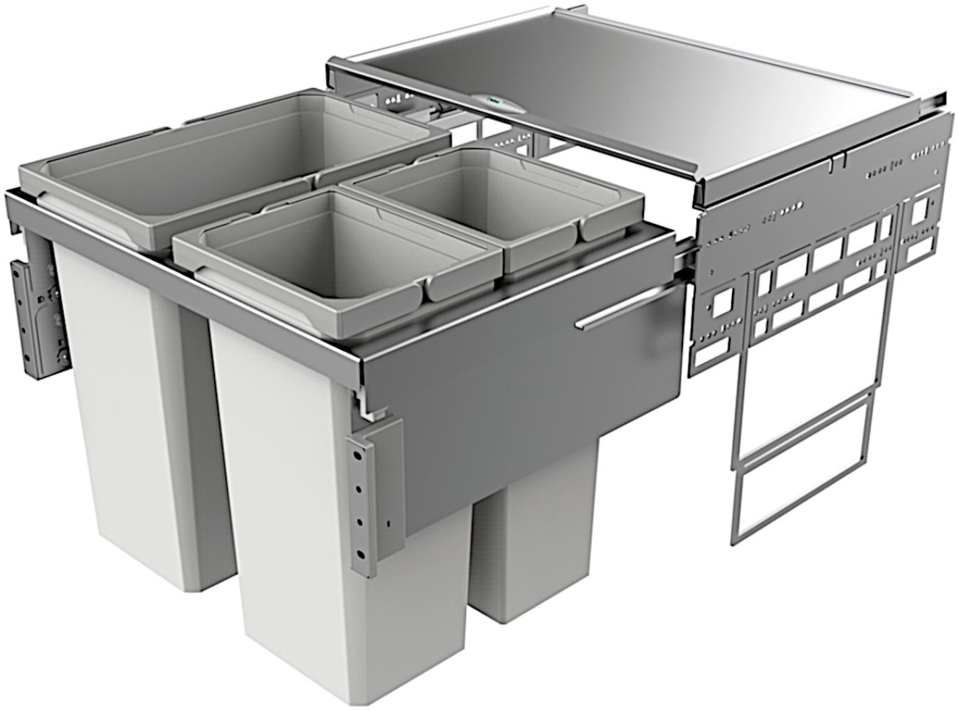 Abfallsorter COX® BASE 460 S/600-3 in HELLGRAU mit 53 (1 x 28/2 x 12,5) Liter Volumen / ab 60 cm Bild 1