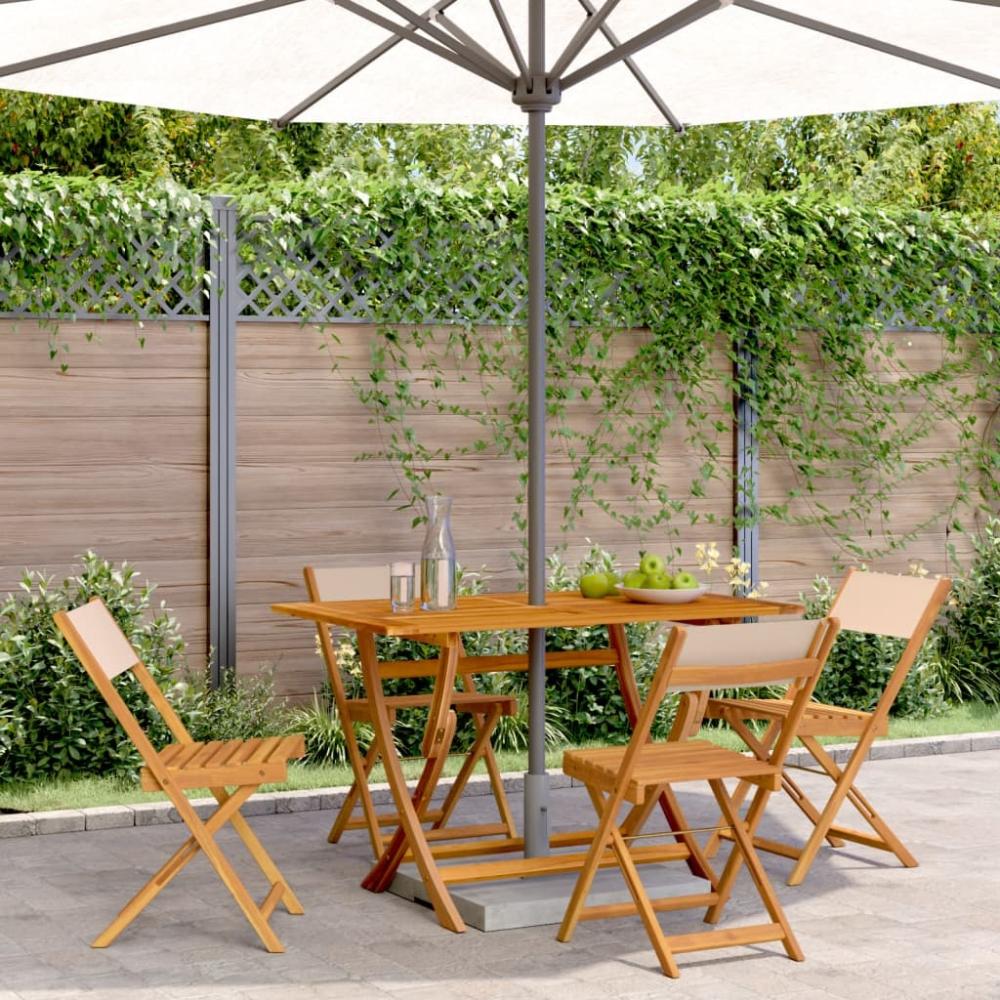 vidaXL Gartenstühle 4 Stk. Klappbar Beige Stoff und Massivholz 3214619 Bild 1