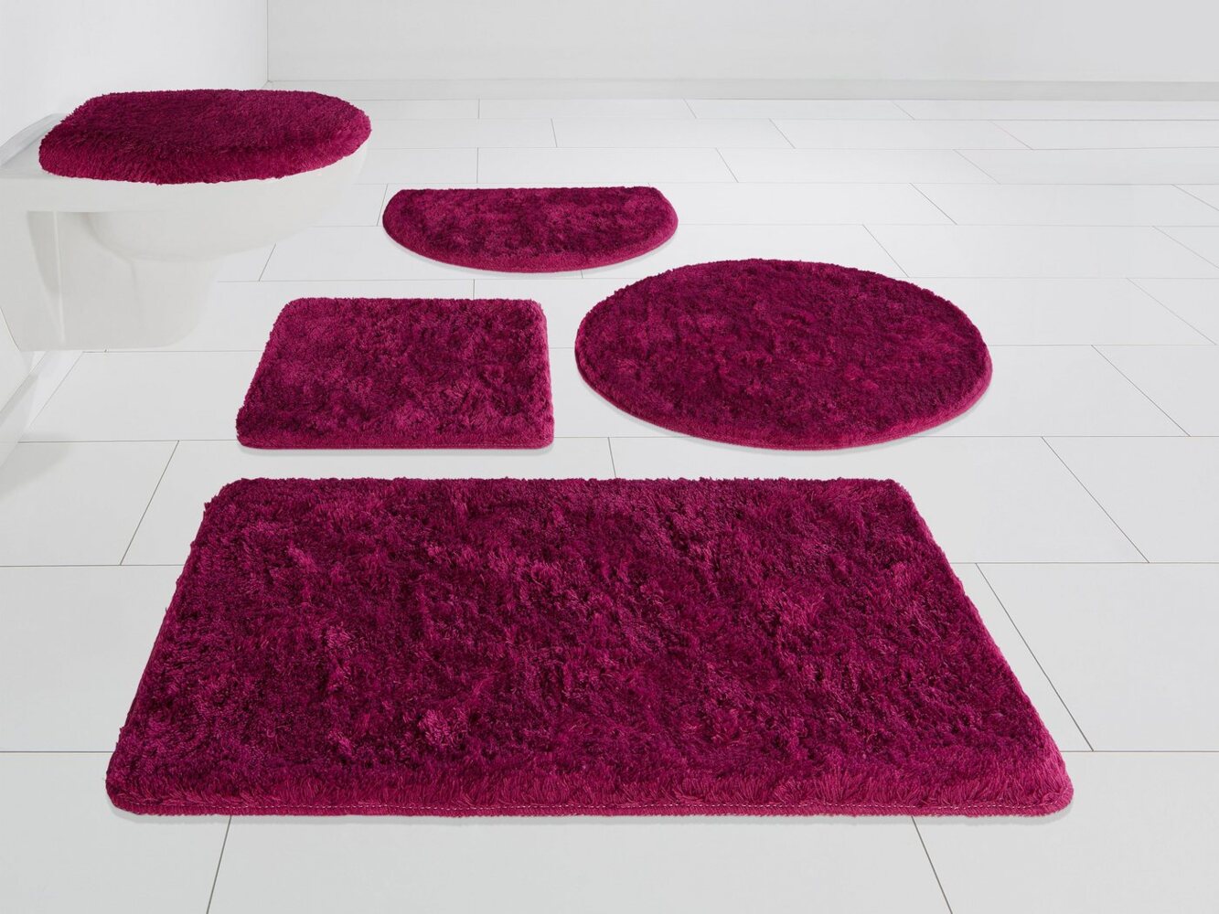 my home Badematte Merida, Badvorleger, Badezimmer Teppich, Höhe 32 mm, rutschhemmend beschichtet, fußbodenheizungsgeeignet, schnell trocknend, strapazierfähig, Kunstfaser, rund, Badteppich, Uni Farben, rechteckig, rund & als 2-tlg. Set erhältlich Bild 1