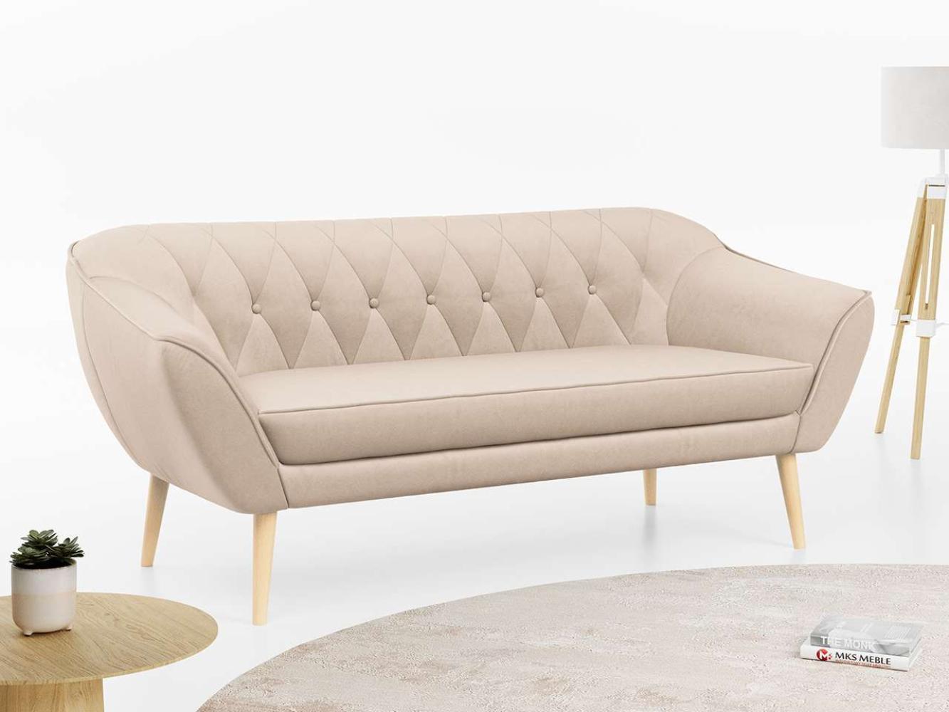 Sofa, Skandinavischer Stil, Holzbeine - PIRS - 3 Sitzer - Beige - Velours Bild 1