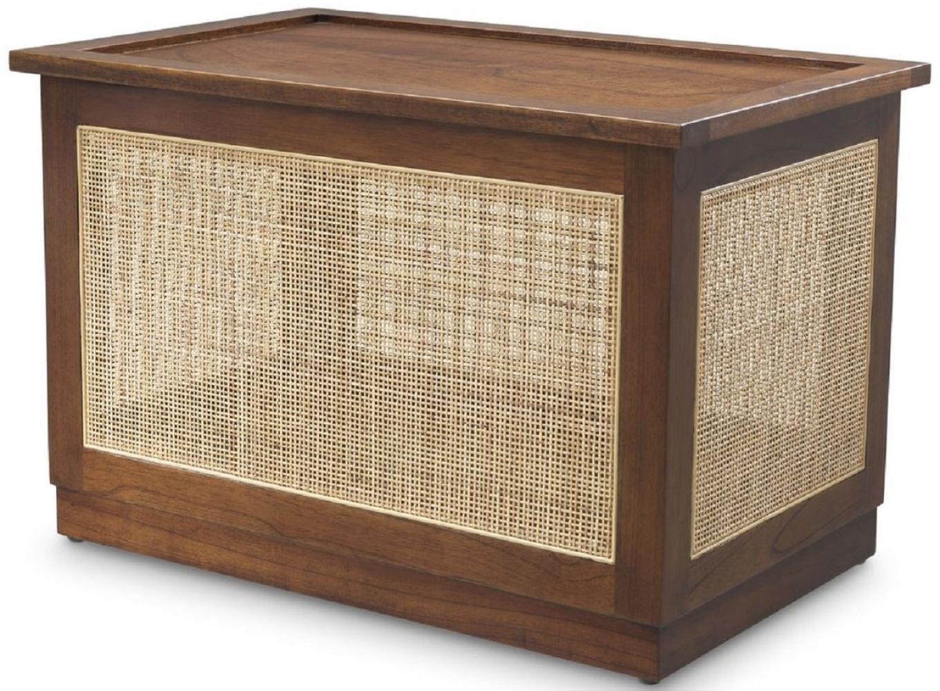 Casa Padrino Luxus Truhe mit Deckel Braun / Naturfarben 72 x 46 x H. 48 cm - Massivholz Truhe mit Rattangeflecht - Luxus Möbel Bild 1