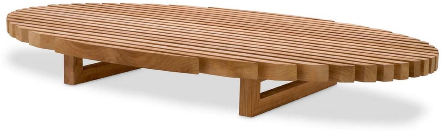 Casa Padrino Luxus Teak Couchtisch Naturfarben 170,5 x 99,5 x H. 21,5 cm - Ovaler Teakholz Wohnzimmertisch - Teakholz Wohnzimmer Möbel - Massivholz Möbel - Luxus Möbel - Luxus Einrichtung Bild 1