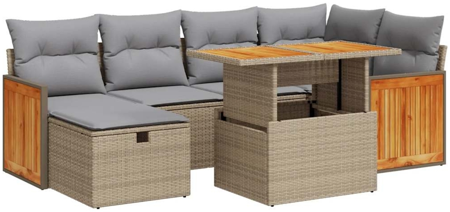 vidaXL 8-tlg. Garten-Sofagarnitur mit Kissen Beige Poly Rattan 3328158 Bild 1
