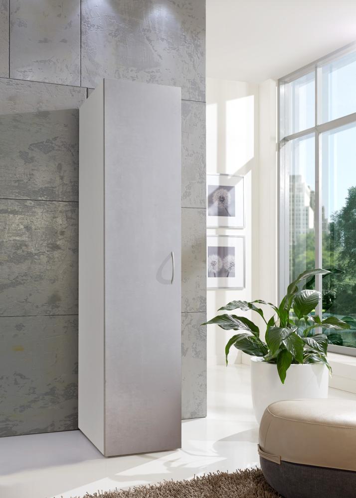 Mehrzweckschrank >MULTIRAUMKONZEP< (BxH: 40x185 cm) WEISS + BETON-NB LICHTGRAU Bild 1