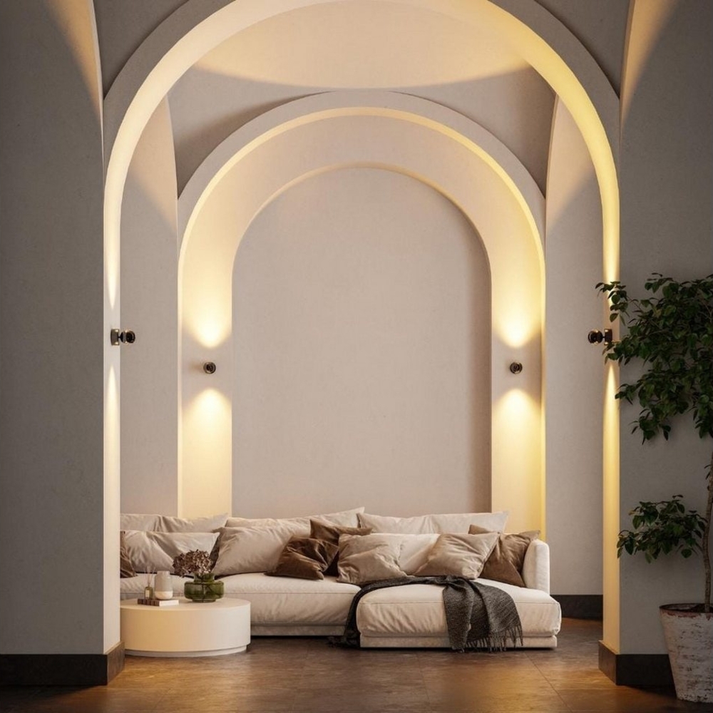 Neona LED Wandleuchte PONTOS Schwarz Chrom, Dimmbar per Fernbedienung, LED fest integriert, Warmweiß Bild 1