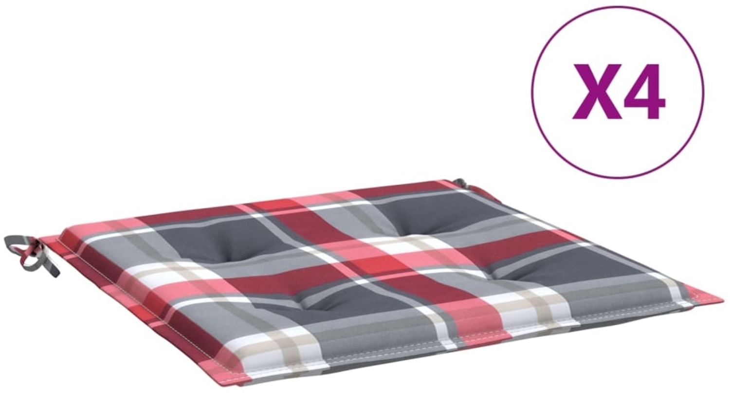 vidaXL Gartenstuhl-Kissen 4Stk. Rot Karomuster 40x40x3cm Oxford-Gewebe 314033 Bild 1