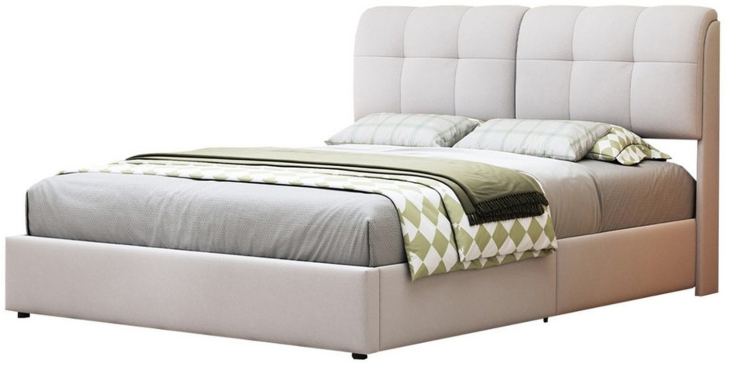 FUROKOY Polsterbett Hydraulisches Doppelbett Samt Bezug Stauraumbett, mit LED und Bettkasten 140x200cm Bild 1