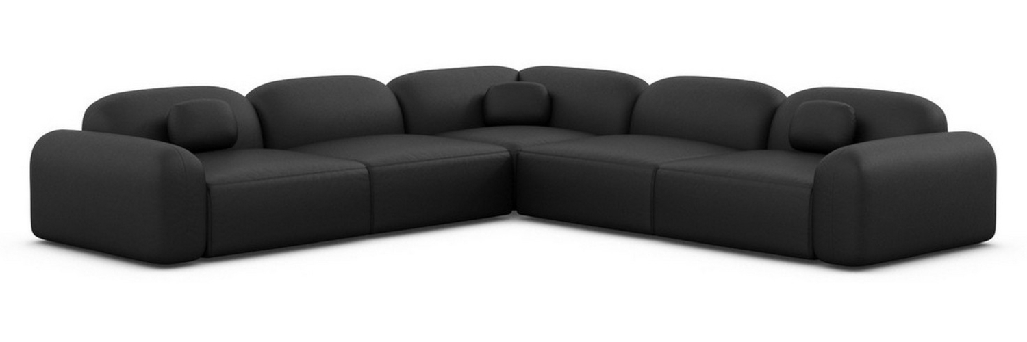 Ecksofa Barcelona mit Zierkissen, Kunstleder, Schwarz, Rechts Bild 1