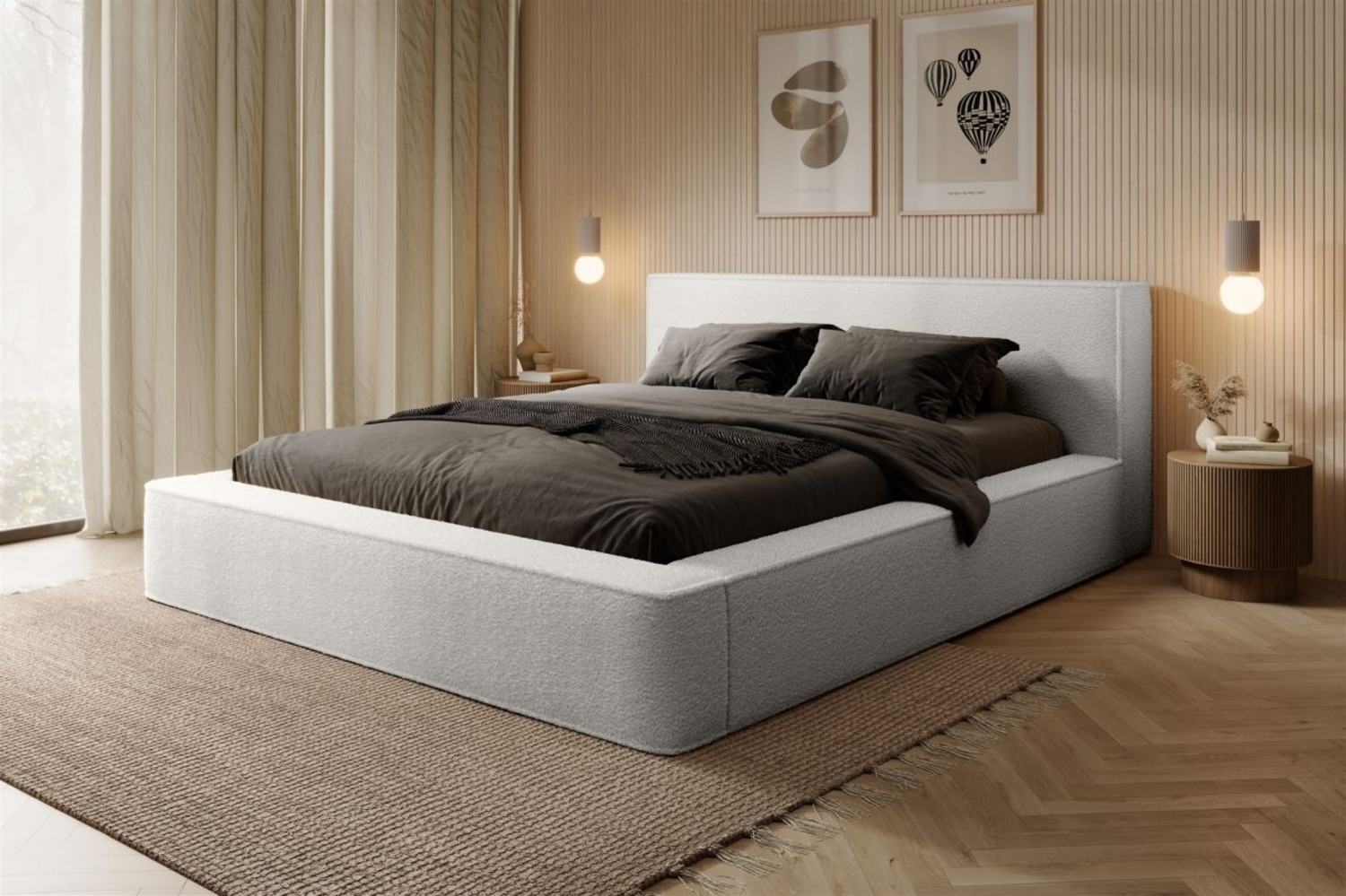 Polsterbett Doppelbett OMAHA 160x200cm Komplettset Stoff Euphoria Weiß Bild 1