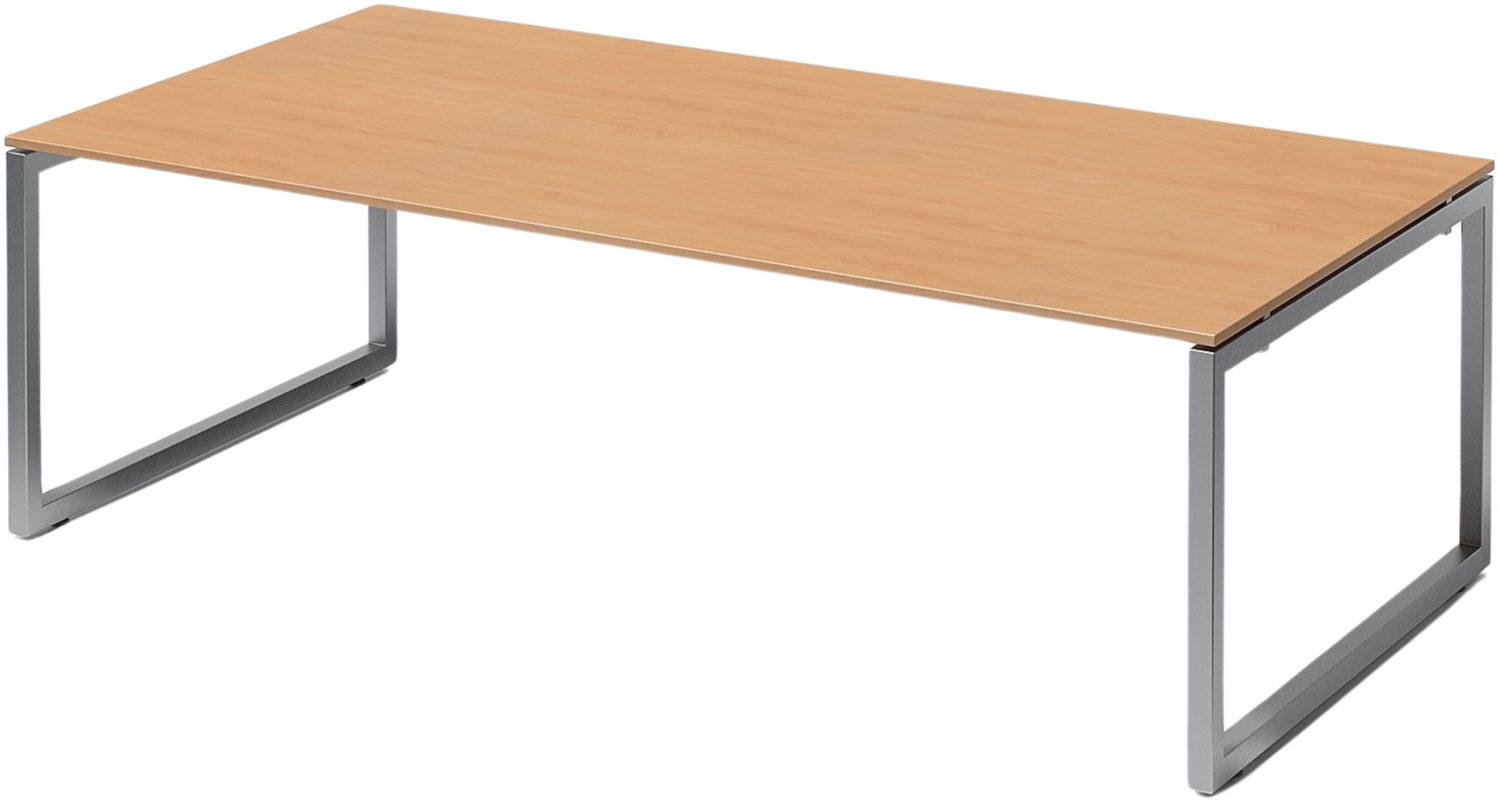 Bisley Cito Konferenztisch 240x120 cm, Tischplatte in Buche, O-Gestell in Silber - Besprechungstisch & Meetingtisch, großer Chef Schreibtisch XXL-Tisch Konferenzraum Chefbüro, DOF2412-BC-355 Bild 1