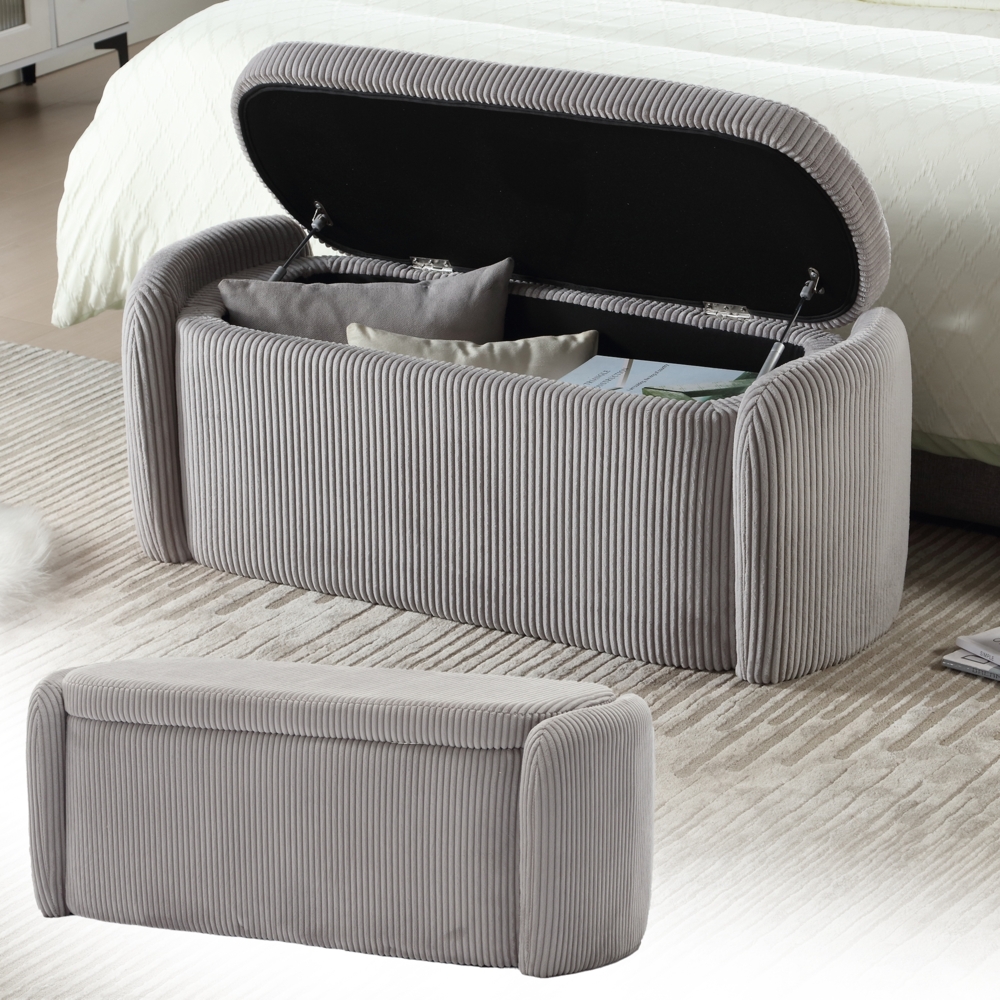 LVHOM Sitzbank mit Stauraum, Schuhbank Samtstoff Sitzhocker, Truhenbank, Aufbewahrungsbank für Wohnzimmer, Schlafzimmer Bild 1