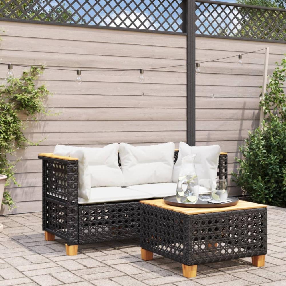 vidaXL Garten-Ecksofas mit Kissen 2 Stk. Schwarz Poly Rattan 365935 Bild 1